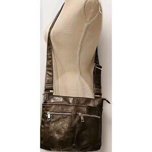 Braciano Coco Brown Faux Textured Leather Adjustable Crossbody Shoulder Bag